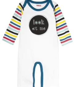 Skip Hop Baby Says Long Sleeve Romper, Look at Me - Stripes (3 Months)
