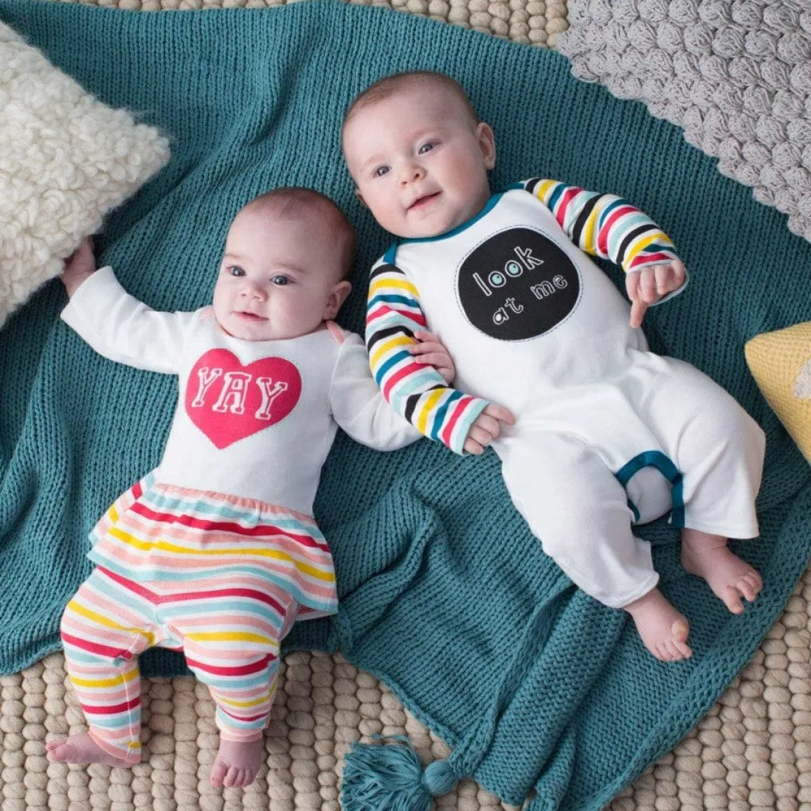 Skip Hop Baby Says Long Sleeve Romper, Look at Me - Stripes (9 Months)