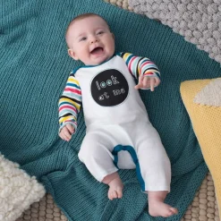 Skip Hop Baby Says Long Sleeve Romper, Look at Me - Stripes (Newborn)