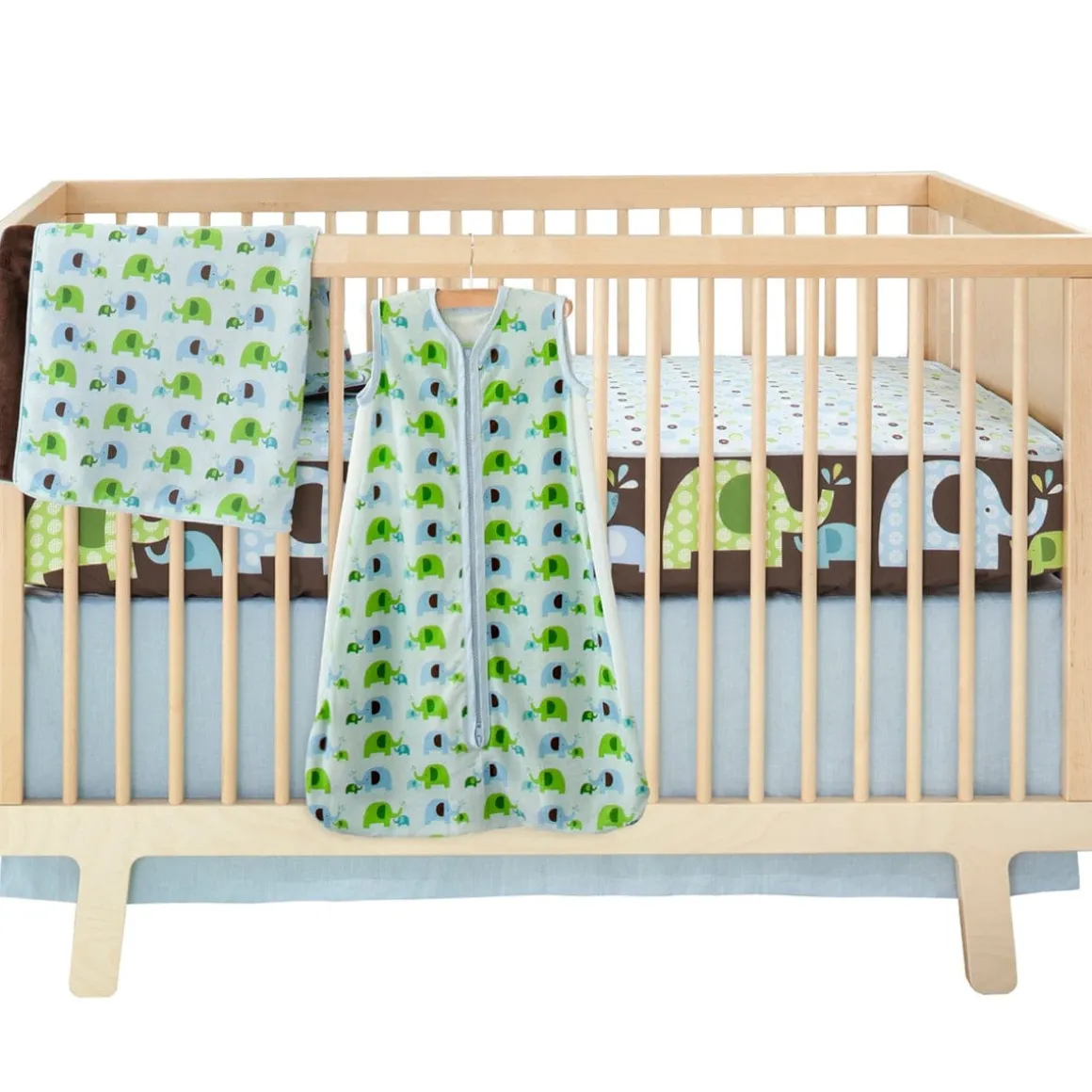 Skip Hop Complete Sheet 4 Piece Crib Set - Elephant Parade
