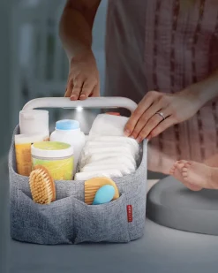 Skip Hop Nursery Style Light-Up Diaper Caddy - Grey