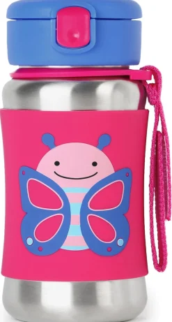 Skip Hop Zoo Stainless Steel Straw Bottle - Butterfly