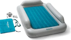 SlumberPod Privacy Canopy with Fan + SlumberTot Inflatable Toddler Bed Bundle - Black / Gray