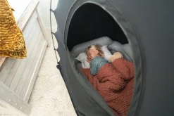 SlumberPod Privacy Canopy with Fan + SlumberTot Inflatable Toddler Bed Bundle - Black / Gray
