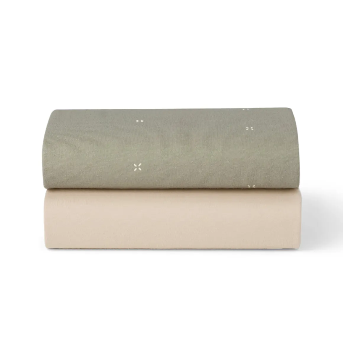 Snuz Bassinet Fitted Sheets, 2 Pack - Sage/Cross