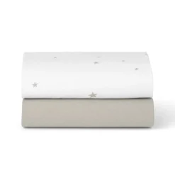 Snuz Bassinet Fitted Sheets, 2 Pack - White/Star