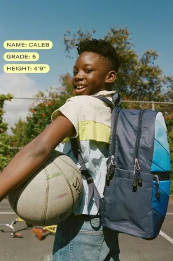 State Bags Kane Kids Large Backpack - Blue Chevron Puffer