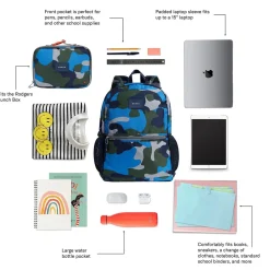 State Bags Kane Kids Large Backpack - Blue Chevron Puffer