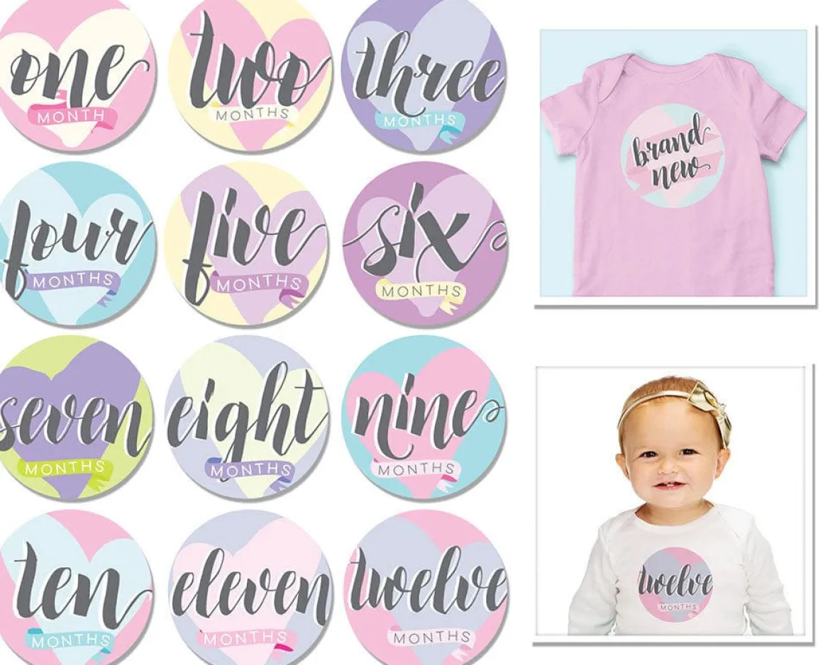 Sticky Bellies Hello, Baby Stickers - Newborn to 12 Months - Girl