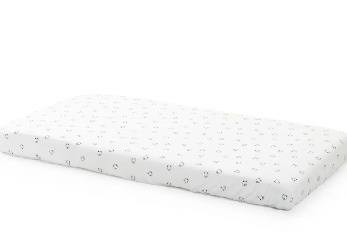 Stokke Home Bed Fitted Sheets - White/Mono Bear
