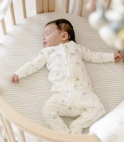 Stokke Sleepi Mini Fitted Sheet by Pehr - Stripped Away Pebbles