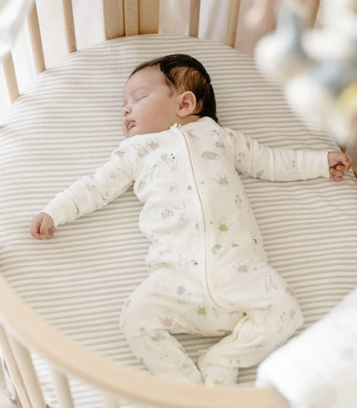 Stokke Sleepi Mini Fitted Sheet by Pehr - Stripped Away Pebbles