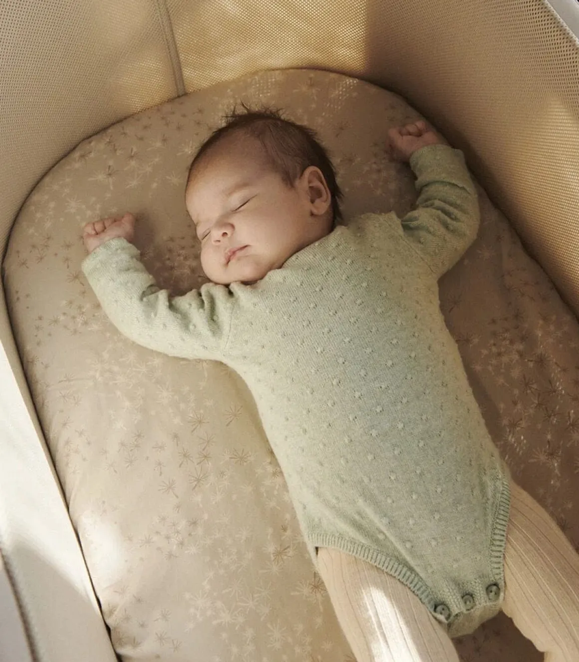 Stokke Snoozi Fitted Sheet, 2-Pack - Dandelion Beige / Vanilla Cream