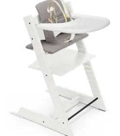 Stokke Tripp Trapp High Chair and Cushion with Stokke Tray - White / Icon Grey