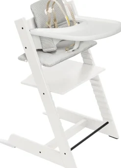 Stokke Tripp Trapp High Chair2 with Cushion, Newborn Set and Stokke Tray - White / Nordic Grey
