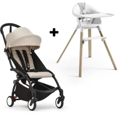 Stokke YOYO3 6+ Stroller + Clikk High Chair Bundle - Black / Bonpoint / White
