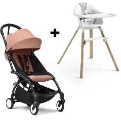 Stokke YOYO3 6+ Stroller + Clikk High Chair Bundle - Black / Ginger / White