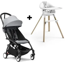Stokke YOYO3 6+ Stroller + Clikk High Chair Bundle - Black / Stone / White