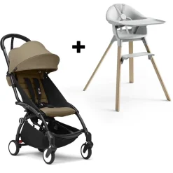 Stokke YOYO3 6+ Stroller + Clikk High Chair Bundle - Black / Toffee / Cloud Grey