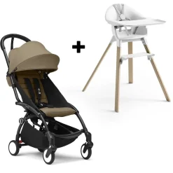 Stokke YOYO3 6+ Stroller + Clikk High Chair Bundle - Black / Toffee / White