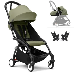 Stokke YOYO3 Ultra Compact Complete 0+/6+ Stroller + Car Seat Adapter (One Box) - Olive