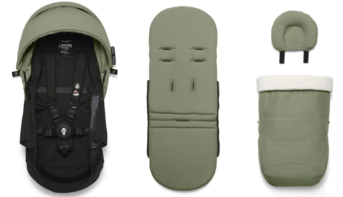 Stokke YOYO3 Ultra Compact Complete 0+/6+ Stroller Bundle - Black / Olive