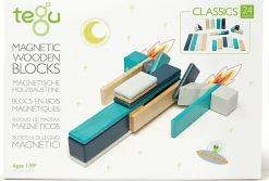 Tegu 24 Piece Magnetic Wooden Block Set - Blues