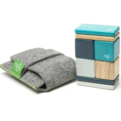 Tegu Pocket Pouch 8 Piece Magnetic Blocks - Blues