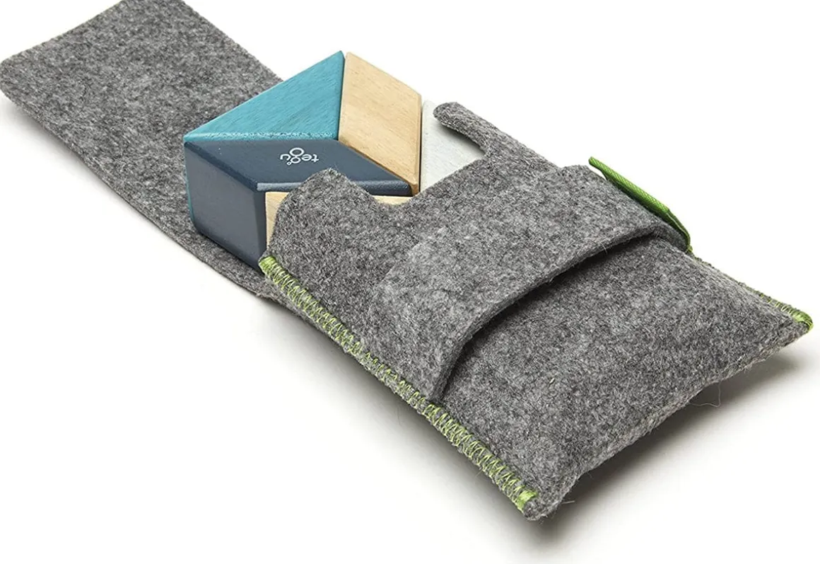 Tegu Pocket Pouch Prism 6 Piece Magnetic Blocks - Blues