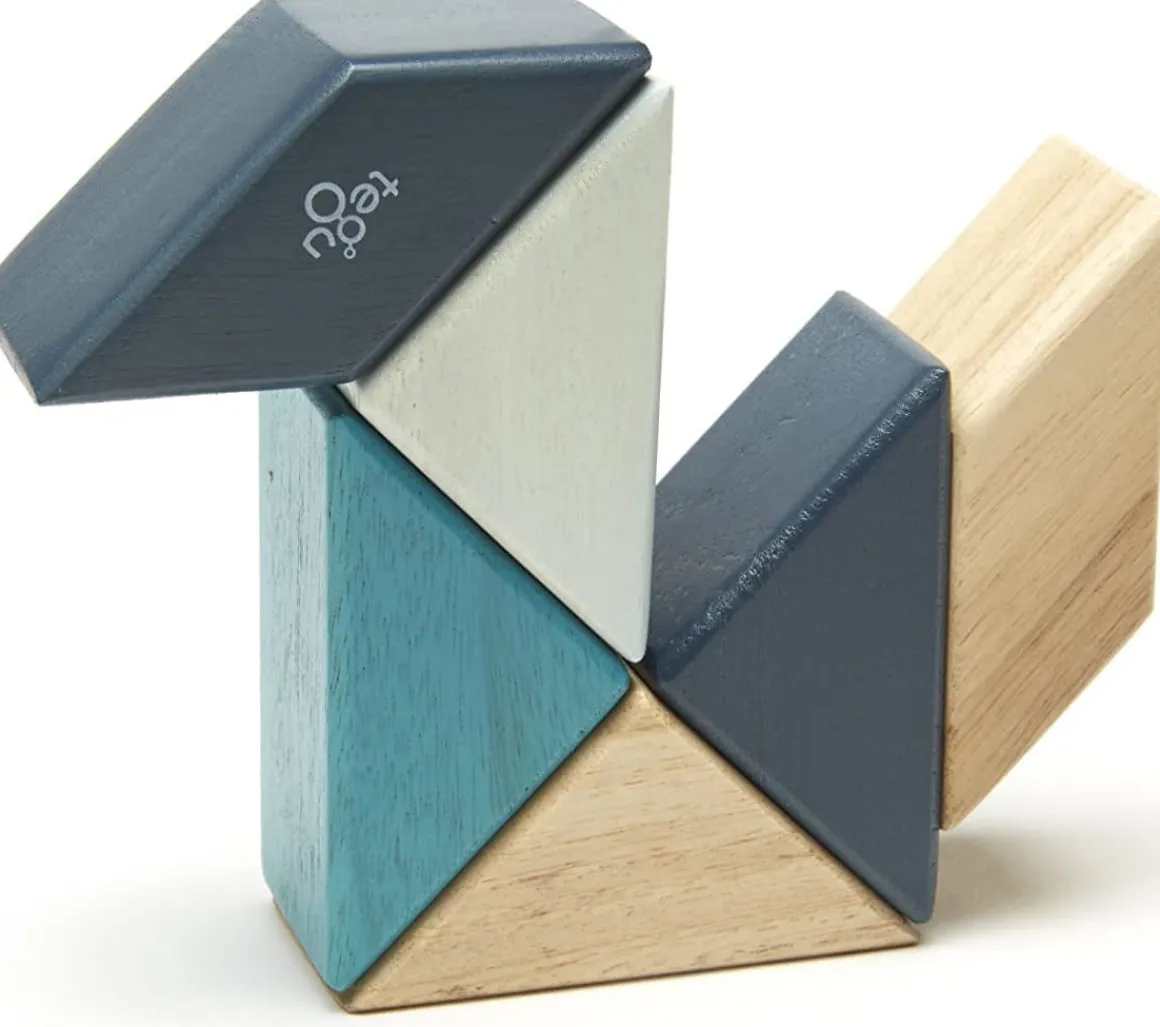 Tegu Pocket Pouch Prism 6 Piece Magnetic Blocks - Blues