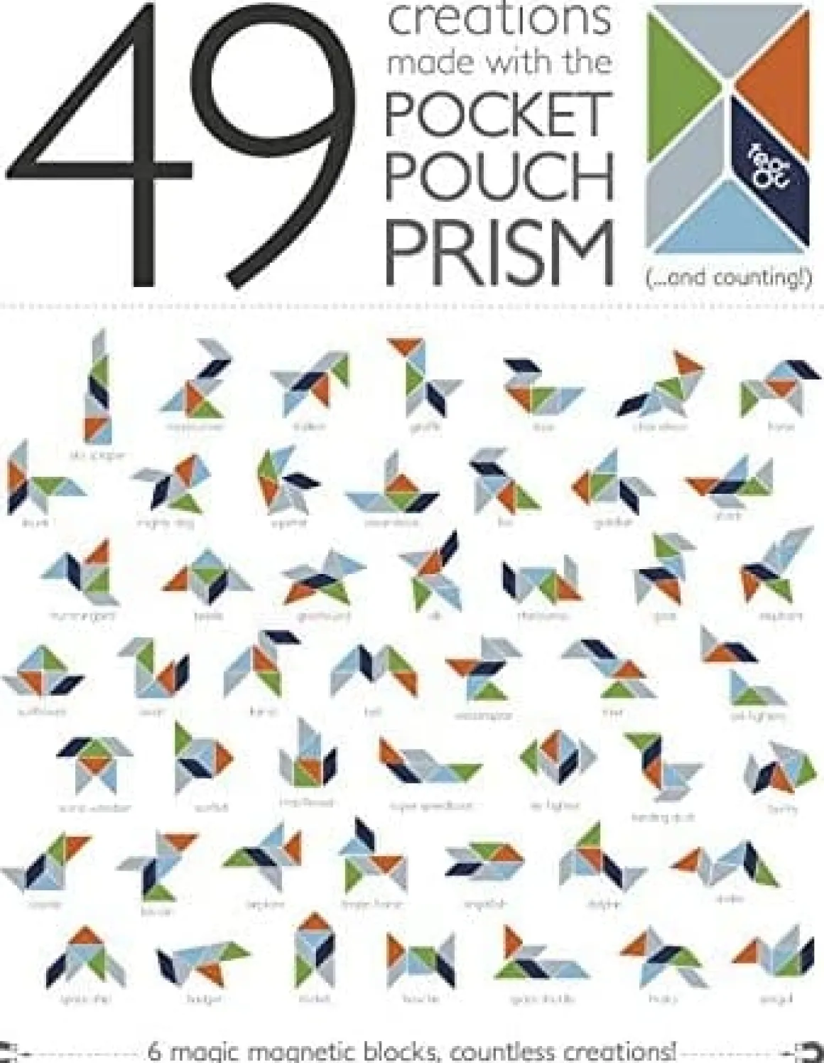 Tegu Pocket Pouch Prism 6 Piece Magnetic Blocks - Blues