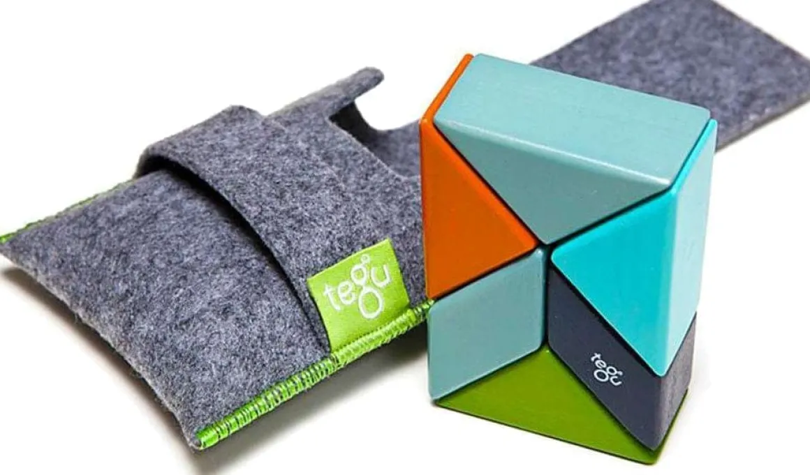 Tegu Pocket Pouch Prism 6 Piece Magnetic Blocks - Nelson
