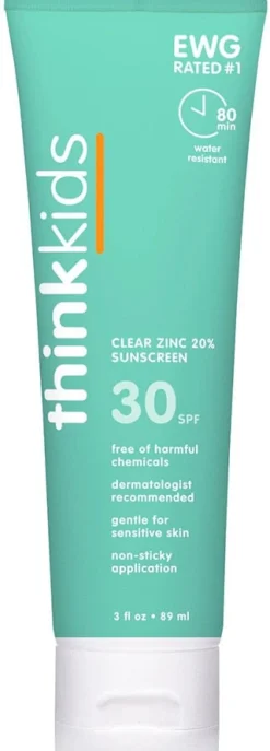 Thinksport Kids Clear Zinc Sunscreen SPF 30, 3oz