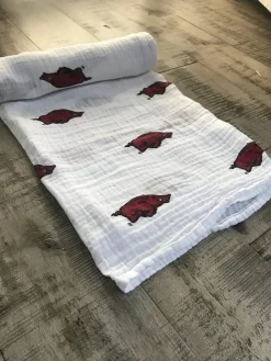 Three Little Anchors College Swaddle Blanket - Arkansas Razorbacks