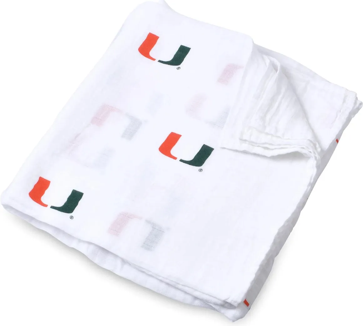 Three Little Anchors College Swaddle Blanket - Miami Hurricanes