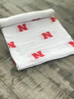 Three Little Anchors College Swaddle Blanket - Nebraska Cornhuskers