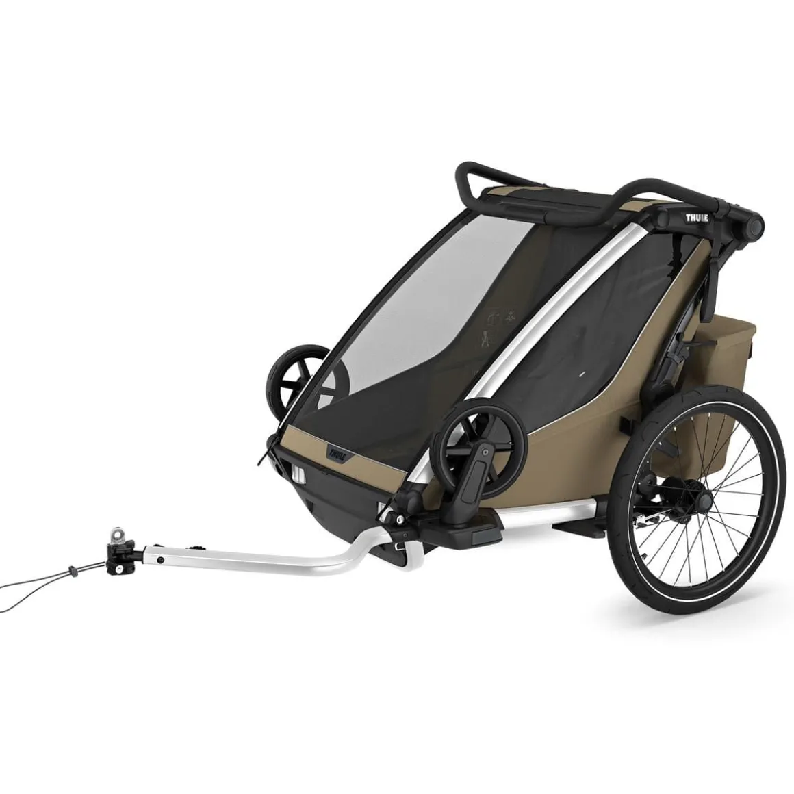 Thule Chariot Cross 2 Double Multisport Bike Trailer + Stroller - Faded Khaki