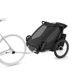 Thule Chariot Sport 2 Double Multisport Bike Trailer + Stroller + Jogging Kit Bundle - Black