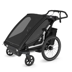 Thule Chariot Sport 2 Double Multisport Bike Trailer + Stroller + Jogging Kit Bundle - Black