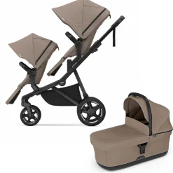 Thule Sleek 2 Double Stroller + Bassinet Bundle - Tinted Taupe