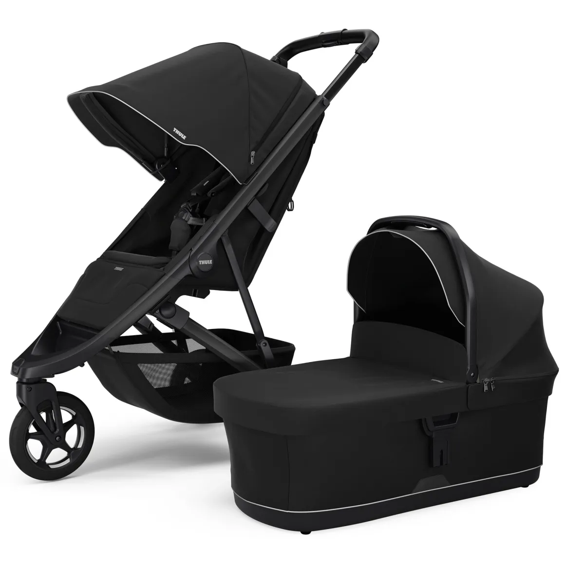 Thule Spring 2 Compact All-Terrain Stroller + Bassinet Bundle - Black