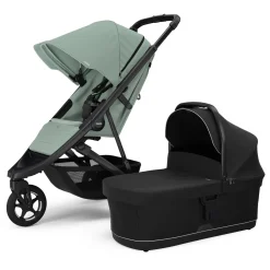 Thule Spring 2 Compact All-Terrain Stroller + Bassinet Bundle - Mist Green / Black