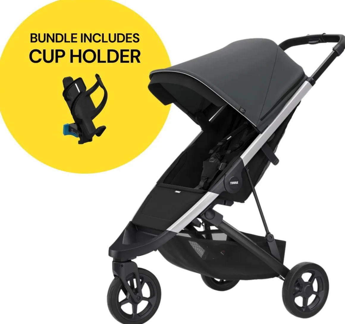 Thule Spring Stroller + Cup Holder Bundle - Shadow Grey