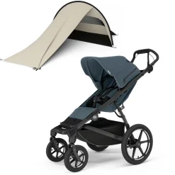 Thule Urban Glide 4-Wheel All-Terrain Stroller with Magnetic Buckle + Sun & Wind Tarp Bundle - Dark Slate