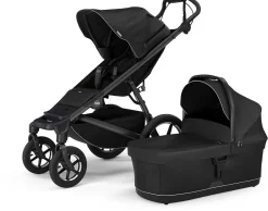 Thule Urban Glide 4-Wheel All-Terrain Stroller with NON-Magnetic Buckle + Bassinet Bundle - Black
