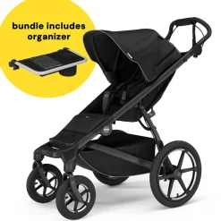 Thule Urban Glide 4-Wheel All-Terrain Stroller with NON-Magnetic Buckle + Organizer Bundle - Black