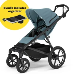 Thule Urban Glide 4-Wheel All-Terrain Stroller with NON-Magnetic Buckle + Organizer Bundle - Mid-Blue