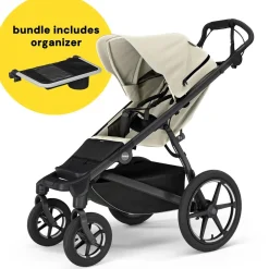 Thule Urban Glide 4-Wheel All-Terrain Stroller with NON-Magnetic Buckle + Organizer Bundle - Soft Beige