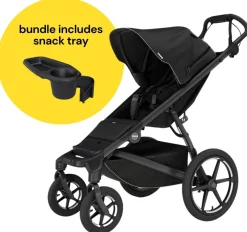 Thule Urban Glide 4-Wheel All-Terrain Stroller with NON-Magnetic Buckle + Snack Tray Bundle - Black