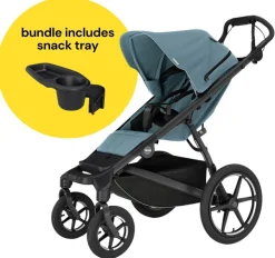 Thule Urban Glide 4-Wheel All-Terrain Stroller with NON-Magnetic Buckle + Snack Tray Bundle - Mid-Blue